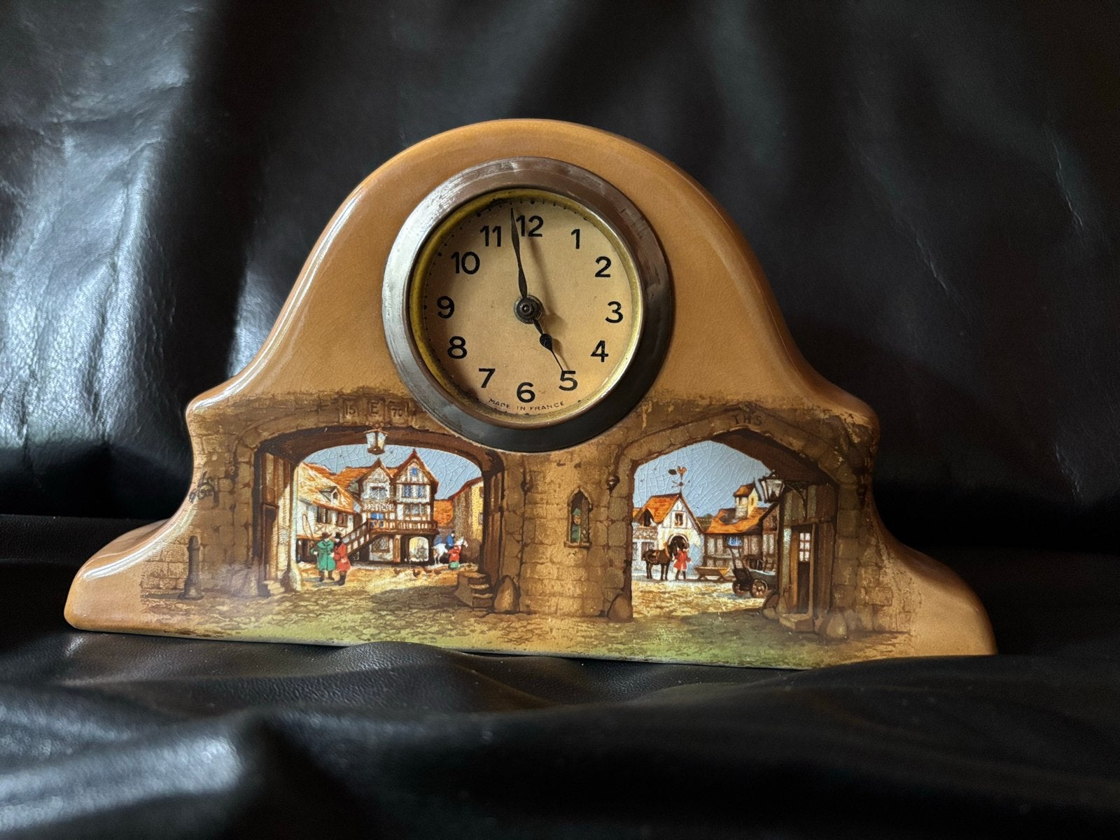 Antieke schouwklok met dorpsgezichten, Antiek en Kunst, Antiek | Klokken, Ophalen of Verzenden