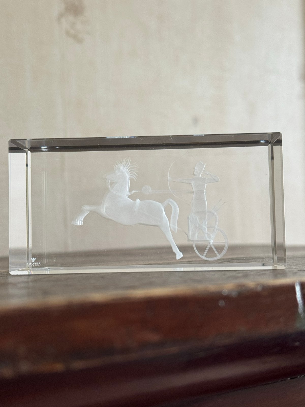 Presse-papier Asfour Crystal 3D Laser Gegraveerd Paard&Wagen, Ophalen of Verzenden