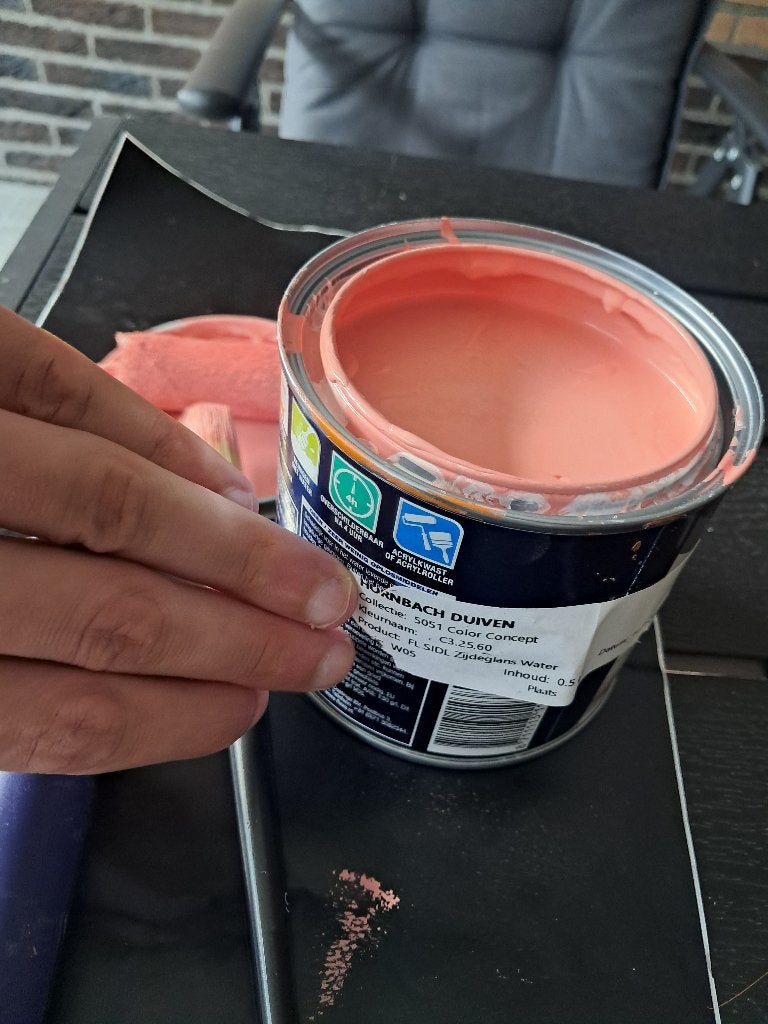 Flexa verf zijdeglans 0,5 ltr, Doe-het-zelf en Verbouw, Ophalen, Zo goed als nieuw, Roze, Verf