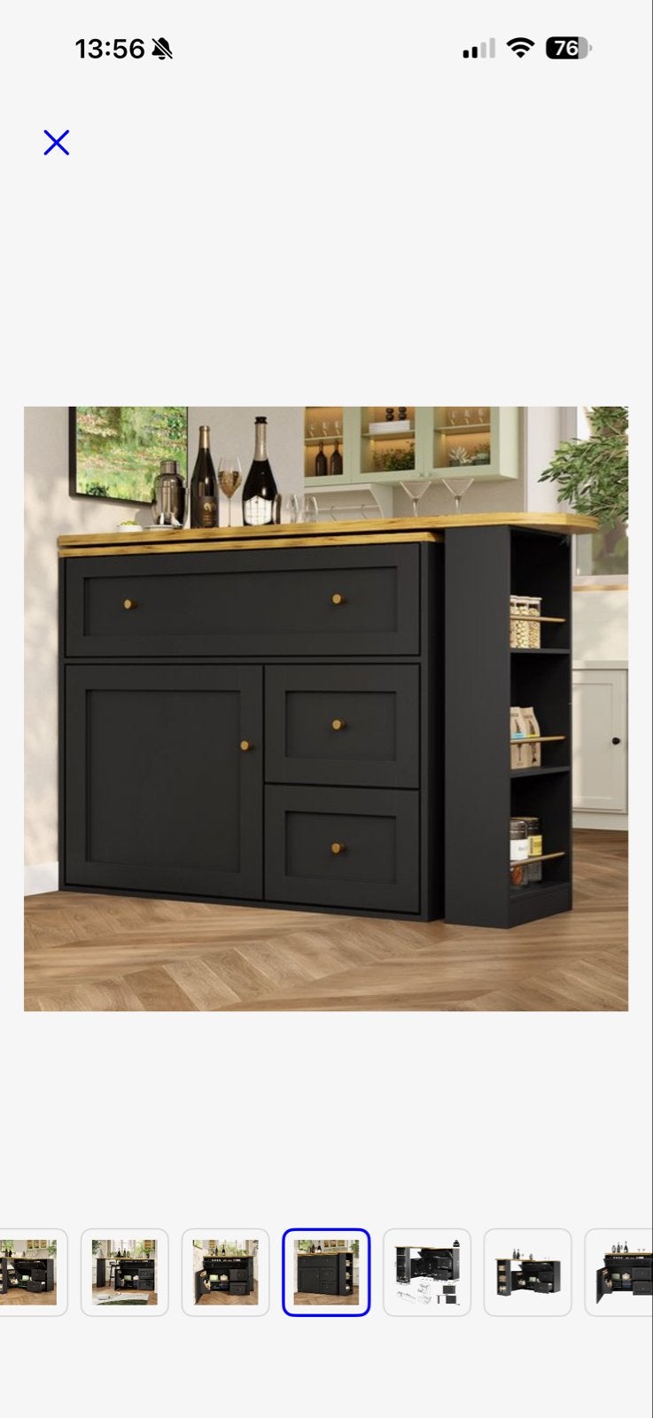 Compacte Keukentrolley/Bar met Opbergruimte, Huis en Inrichting, Ophalen, Keukentrolley, Zo goed als nieuw, Zwart