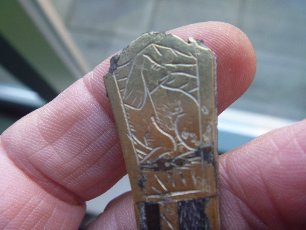 Bodemvondst. Pracht mesheft. Gegraveerd. 14e - 15e eeuw, Antiek en Kunst, Ophalen of Verzenden