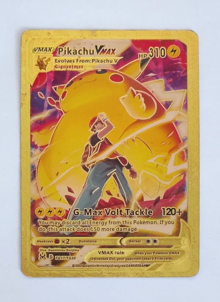 Pikachu VMAX Lost Origin Trainer Gallery (TG17/TG30) Gold, Ophalen of Verzenden, Zo goed als nieuw, Losse kaart
