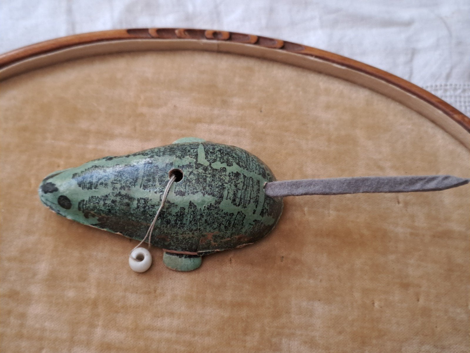 antiek papmaché muis handgemaakt trekspeelgoed 1930- 50, Verzenden