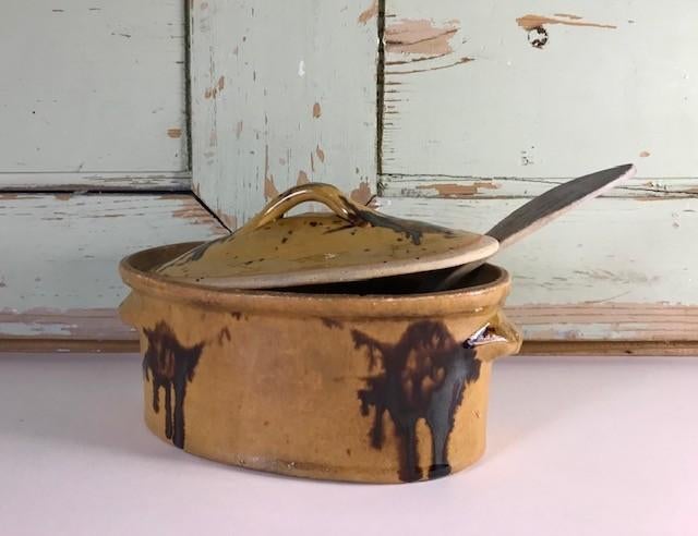 Ambachtelijke Franse paté terrine oker bruin gevlamd, Ophalen of Verzenden