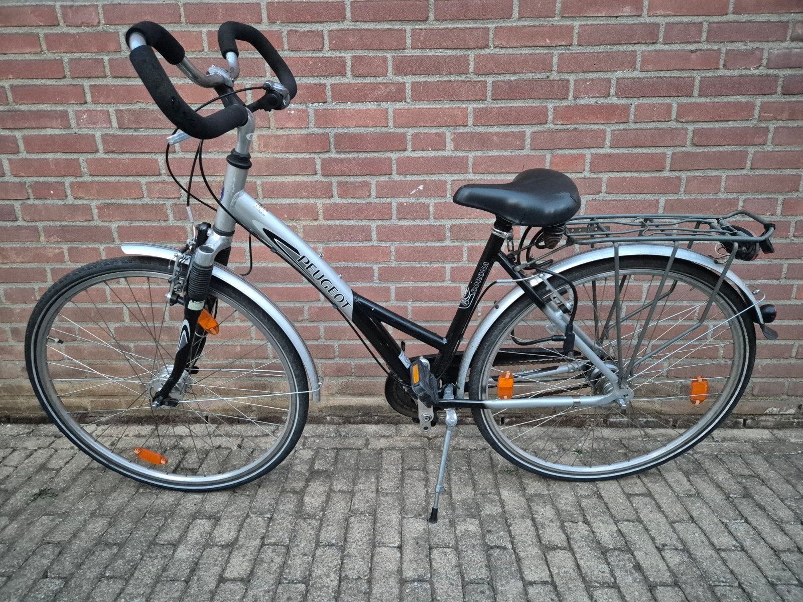 Peugeot fiets 28 inch met versnellingen en bagagedrager, Gebruikt, Velgrem, Versnellingen, 50 tot 53 cm