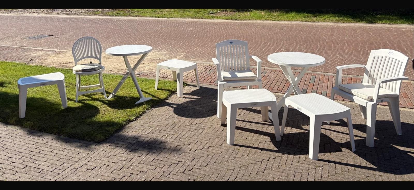 Witte kunststof tuinset - Hartman, Grand Soleil, Aquarius, Ophalen, Gebruikt, Kunststof, Stoel