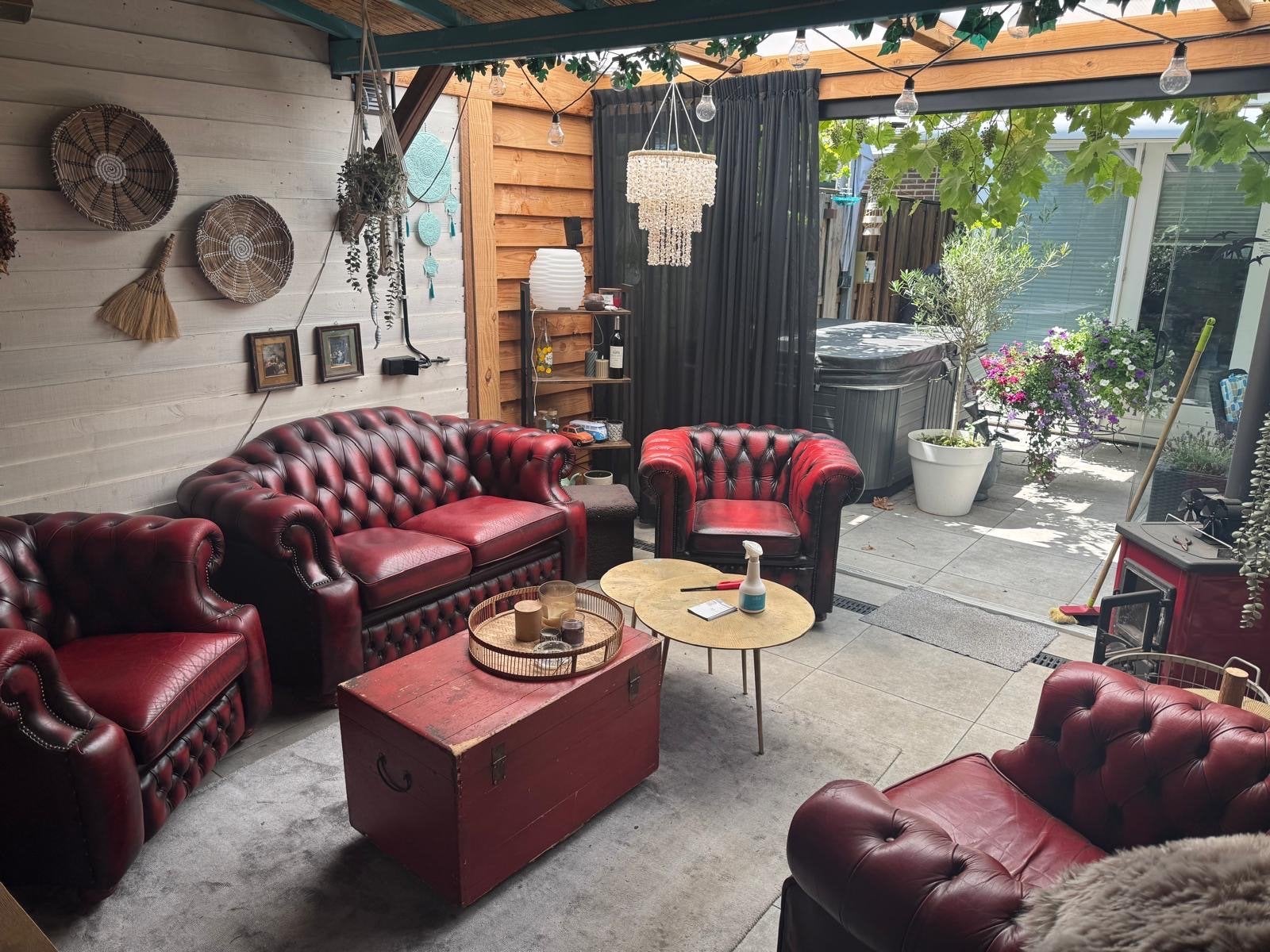 3 Chesterfield fauteuils en bank oxfordblood * MOET WEG ! *