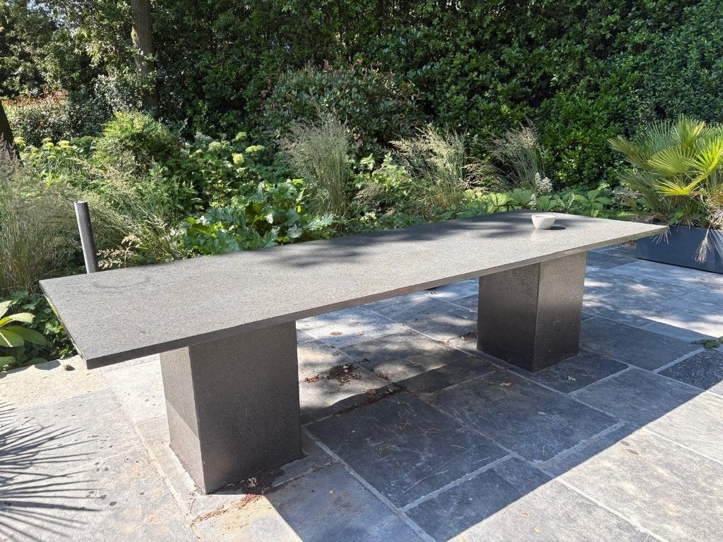 Massieve granieten tuintafel 300 x 100 cm, Ophalen, Gebruikt, Rechthoekig, Overige materialen