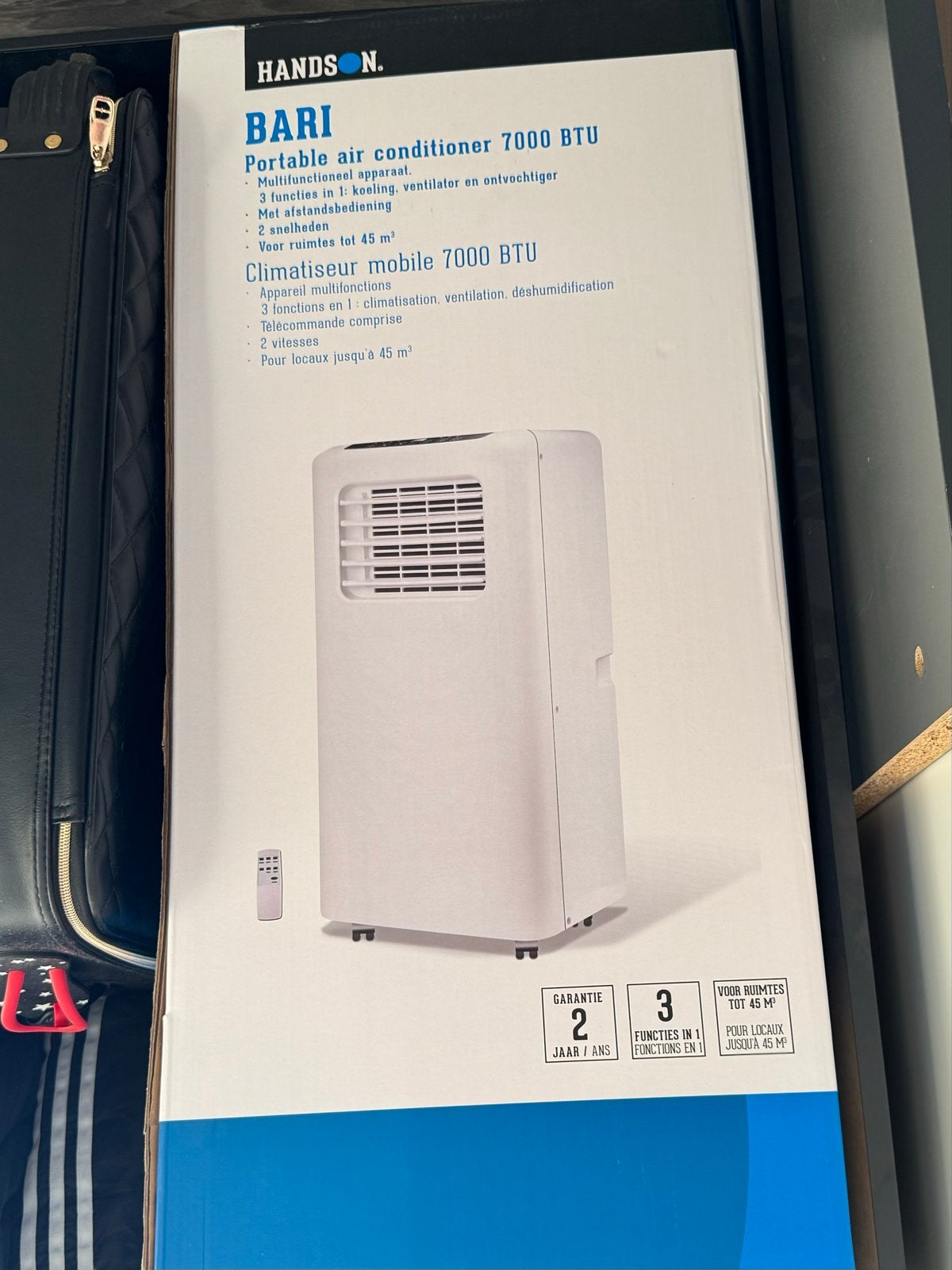 HandsOn Bari Mobiele Airco 7000 BTU - Koelen, Ventileren, On, Ophalen, Minder dan 60 m³, Nieuw, 3 snelheden of meer