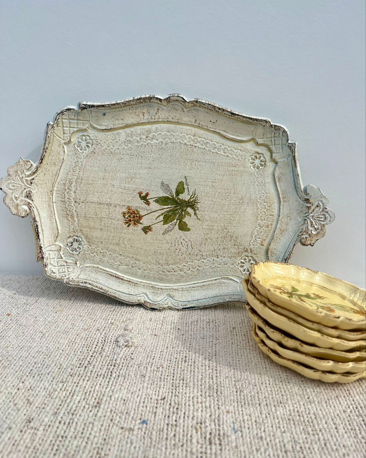 Vintage klein dienblad (18,5 x 23 cm) van kunststof wildflow, Kunststof, Ophalen of Verzenden, Zo goed als nieuw, X