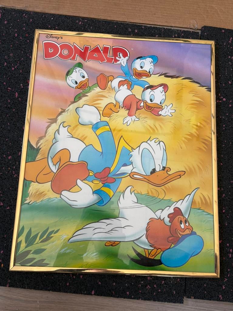 Vintage Disney Donald Duck poster – Dagobert Duck & neefjes, Verzenden, Zo goed als nieuw, Film en Tv