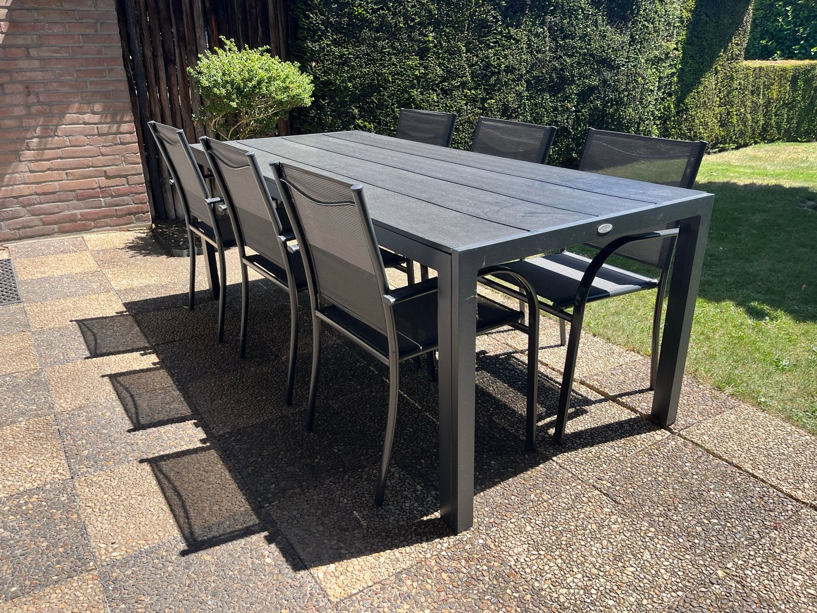 Tuinset met 6stoelen - Aluminium en Textileen, Ophalen, Eettafel, 6 zitplaatsen, Aluminium