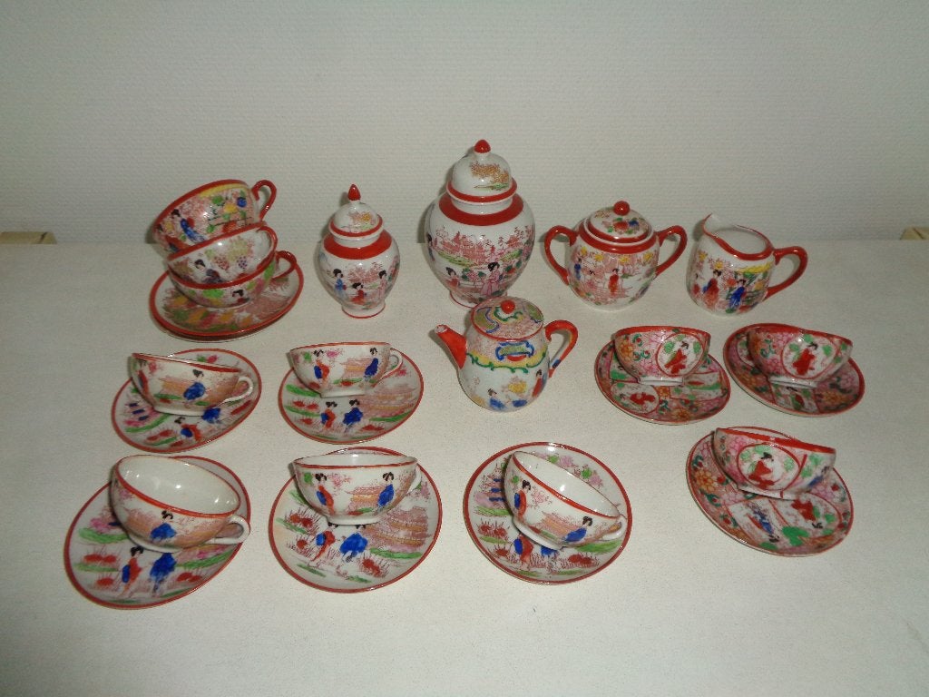 Vintage Japans theeservies - 17-delig, Antiek en Kunst, Ophalen of Verzenden