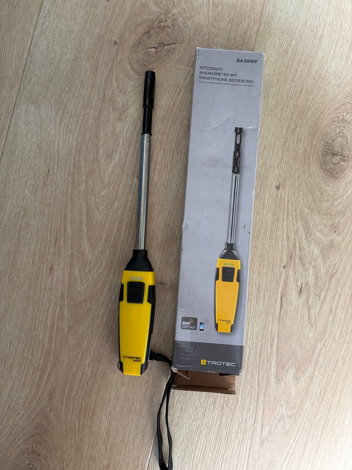 Trotec BA30WP hittedraad-Anemometer met Smartphone-bediening, Doe-het-zelf en Verbouw, Meetapparatuur, Ophalen of Verzenden, Gebruikt