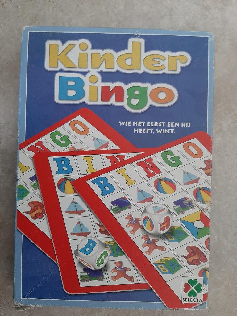 Kinder Bingo spel – met kaarten, dobbelstenen en fiches, Vijf spelers of meer, Ophalen, Gebruikt, Selecta