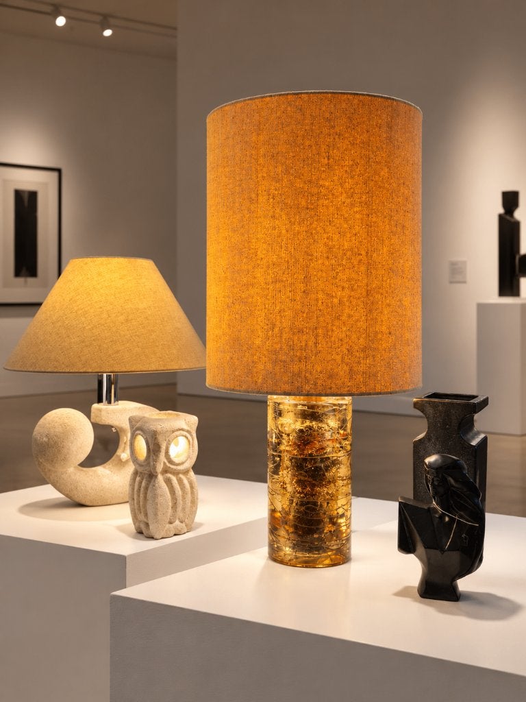 Vintage Lamp Hars en Koper | Jaren 70, Met schakelaar, Gebruikt, -, Meerkleurig