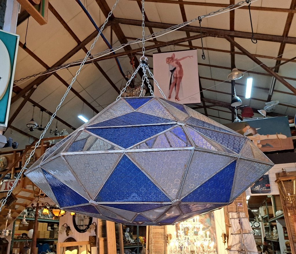 Zeer grote diamant vormige XXL lamp 130 cm doorsnee is uniek, Antiek en Kunst, Antiek | Lampen, Ophalen