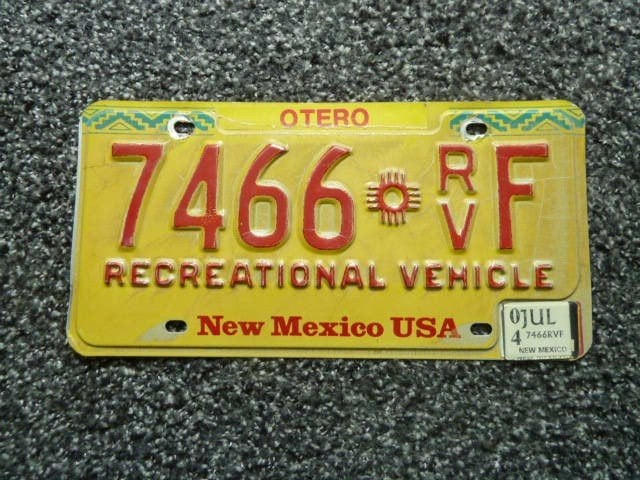 Kentekenplaat licenseplate New Mexico Recreational Vehicle, Verzenden, Gebruikt, Auto's