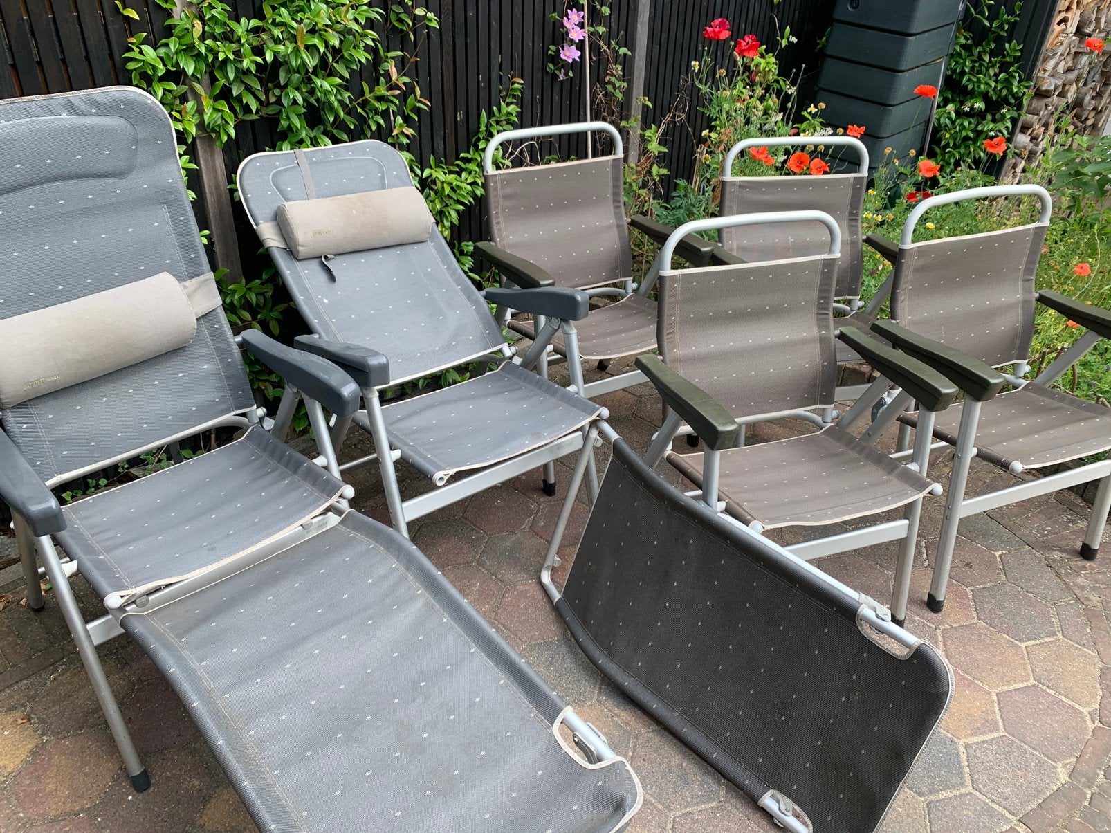 6x Westfield degelijke aluminium ligstoel set opklapbaar, Ophalen, Zo goed als nieuw, Campingstoel