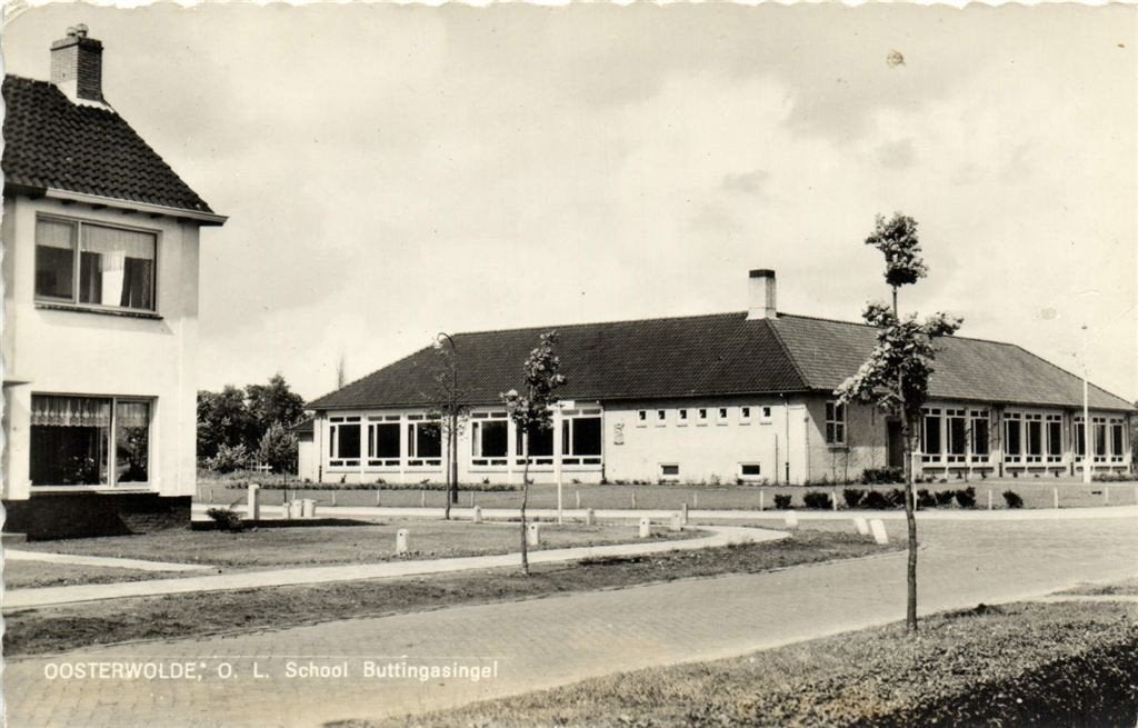 Oosterwolde, O.L. School Buttingasingel - ongelopen, Verzamelen, Verzenden, 1960 tot 1980, Ongelopen, Friesland