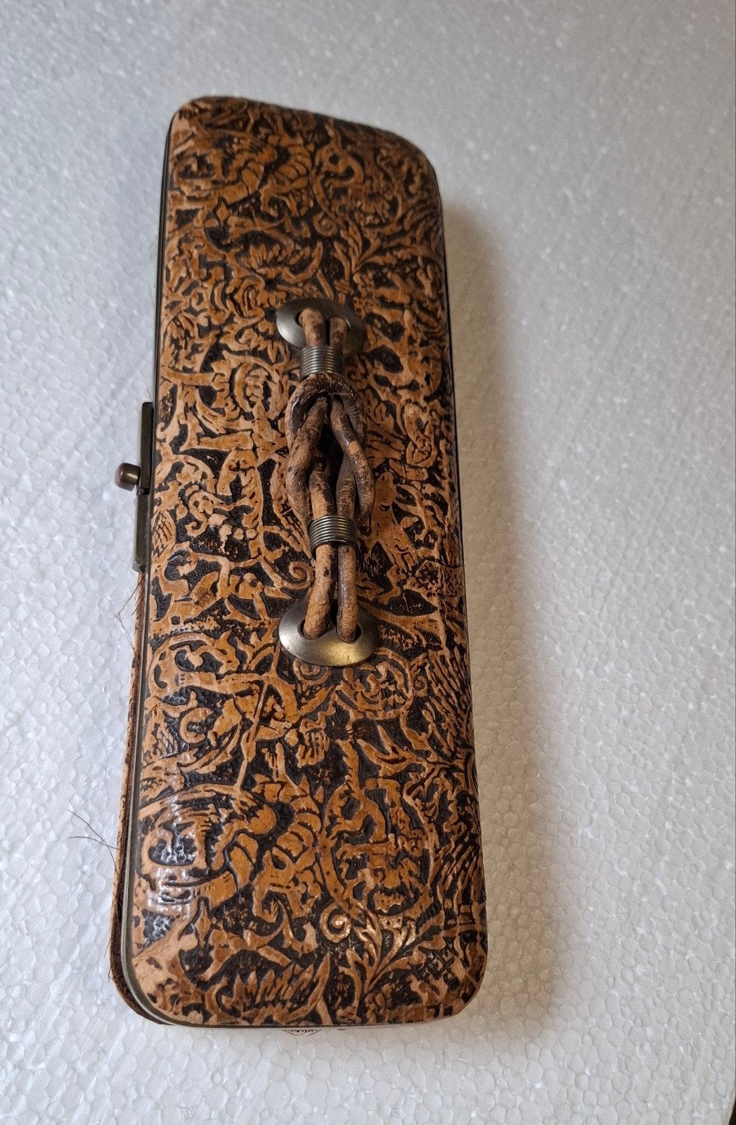 Antieke benen  tang in lederen etui, Ophalen of Verzenden