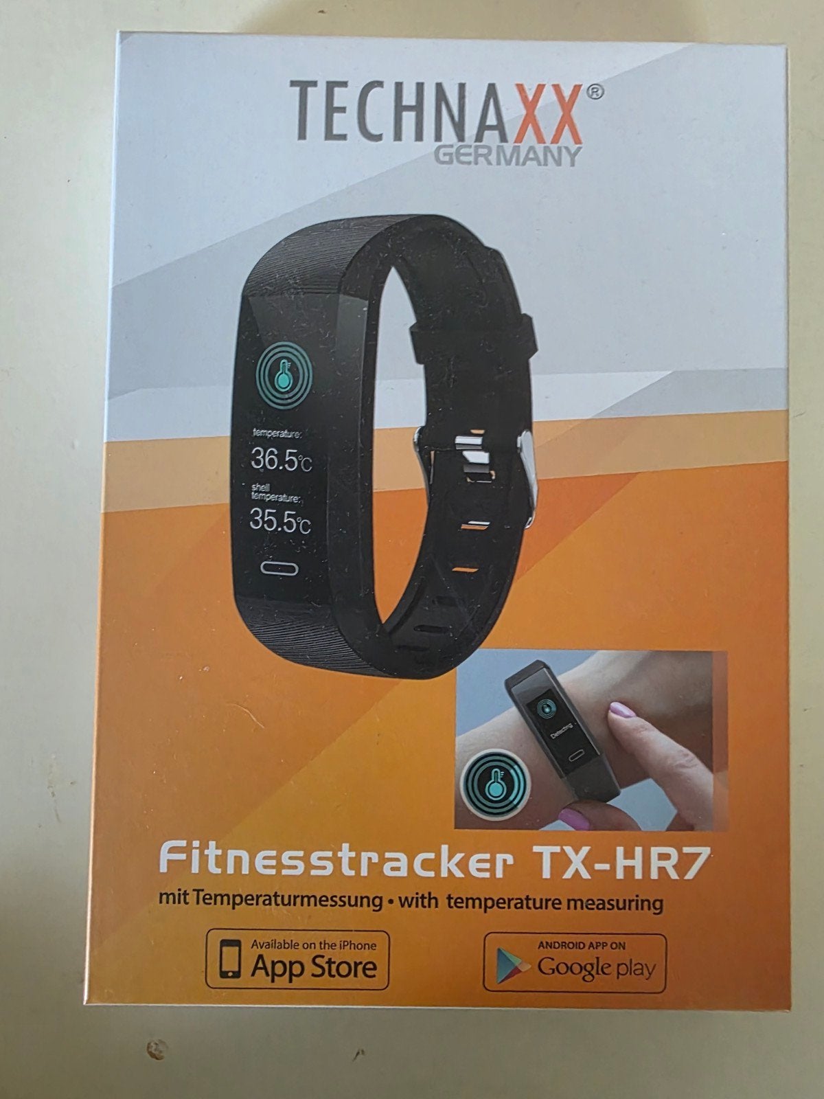 Technaxx Fitnesstracker TX-HR7 met temperatuurmeting, Zwart, Nieuw, Ophalen of Verzenden, Technaxx