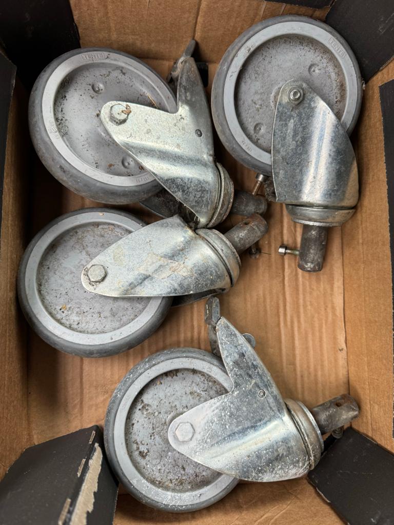Set van 4 zwenkwielen bokwielen 125x32 mm, Doe-het-zelf en Verbouw, Zwenkwielen, Ophalen of Verzenden, Zo goed als nieuw
