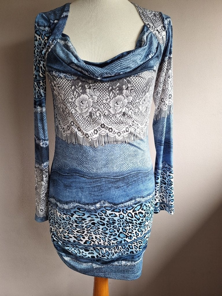 Nieuwe aparte blauwe stretch top van Sao Paulo, maat 36, Blauw, Nieuw, Ophalen of Verzenden, Lange mouw