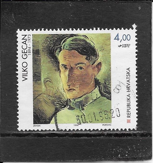 Kroatië schilderij, Ophalen of Verzenden, Overige landen, Gestempeld