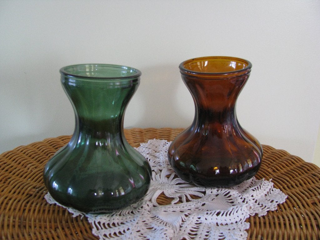 Leerdam Glas * 2 x vaas # glas voor hyacinth bol * samen ;, Ophalen of Verzenden