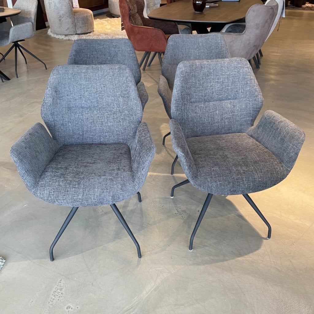 4x Armstoel Vallate - Stof donkergrijs - Pronto Wonen, Huis en Inrichting, Stoelen, Niet ingevuld, Niet ingevuld, Niet ingevuld