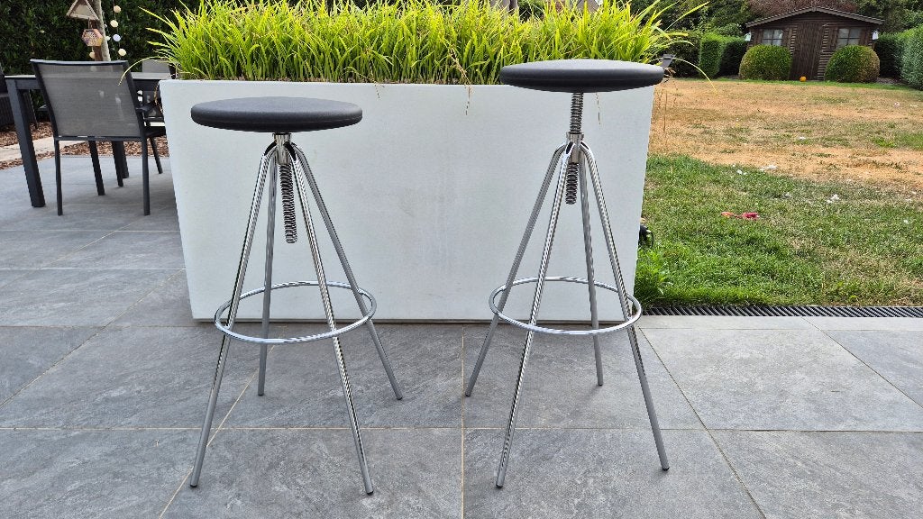 Set designer barstoelen, Huis en Inrichting, Barkrukken, Ophalen, Gebruikt, In hoogte verstelbaar, 90 cm of meer