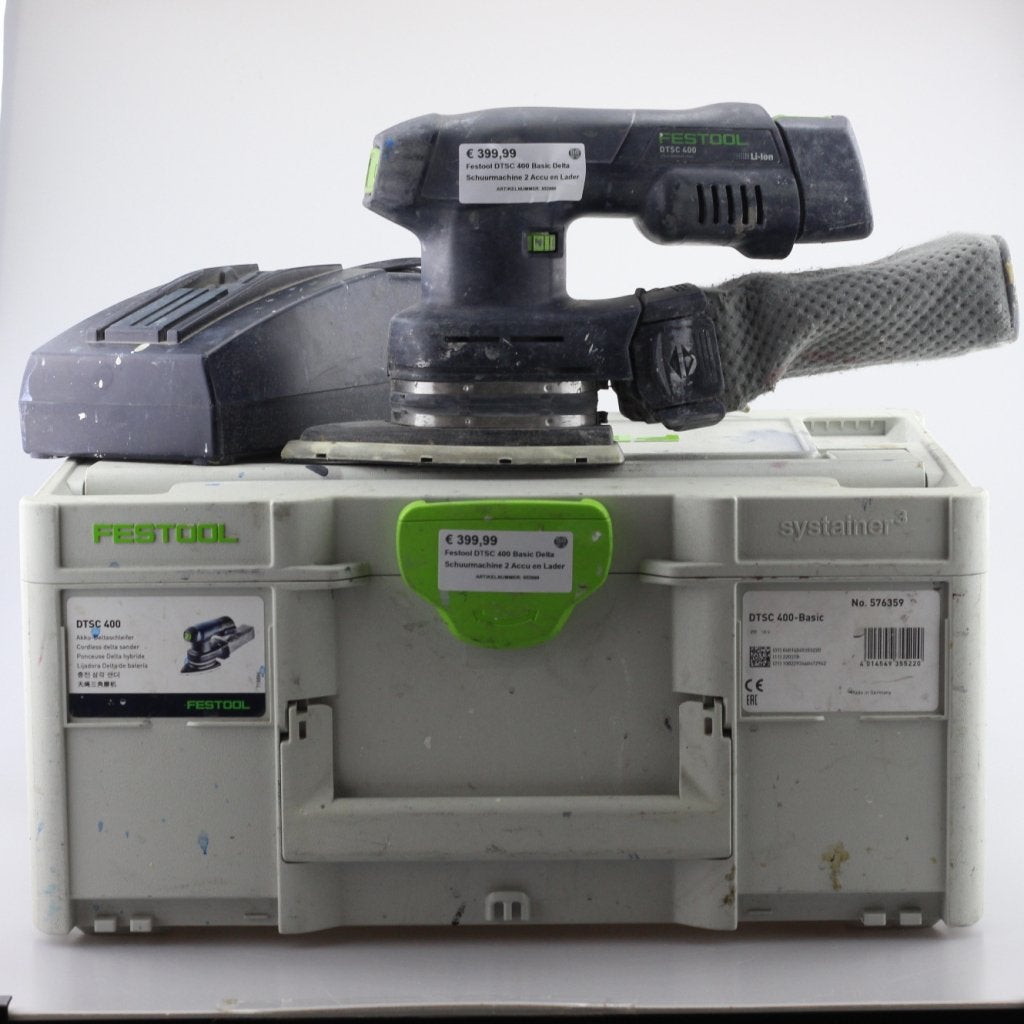 Festool DTSC 400 Basic Delta Schuurmachine 2 Accu en Lader, Festool, Zo goed als nieuw, Support@festool.com, Festool GmbH, WertstraÃŸe 20, 
73240 Wendlingen
Germany