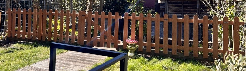 Hardhouten tuinhek met poortje, Ophalen, Zo goed als nieuw, Hout, Tuinhek