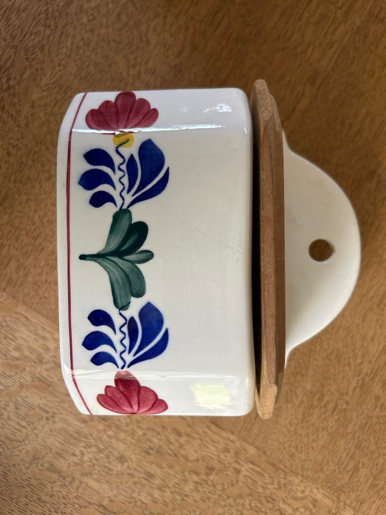 Boerenbont bakje met houten deksel, Antiek en Kunst, Ophalen