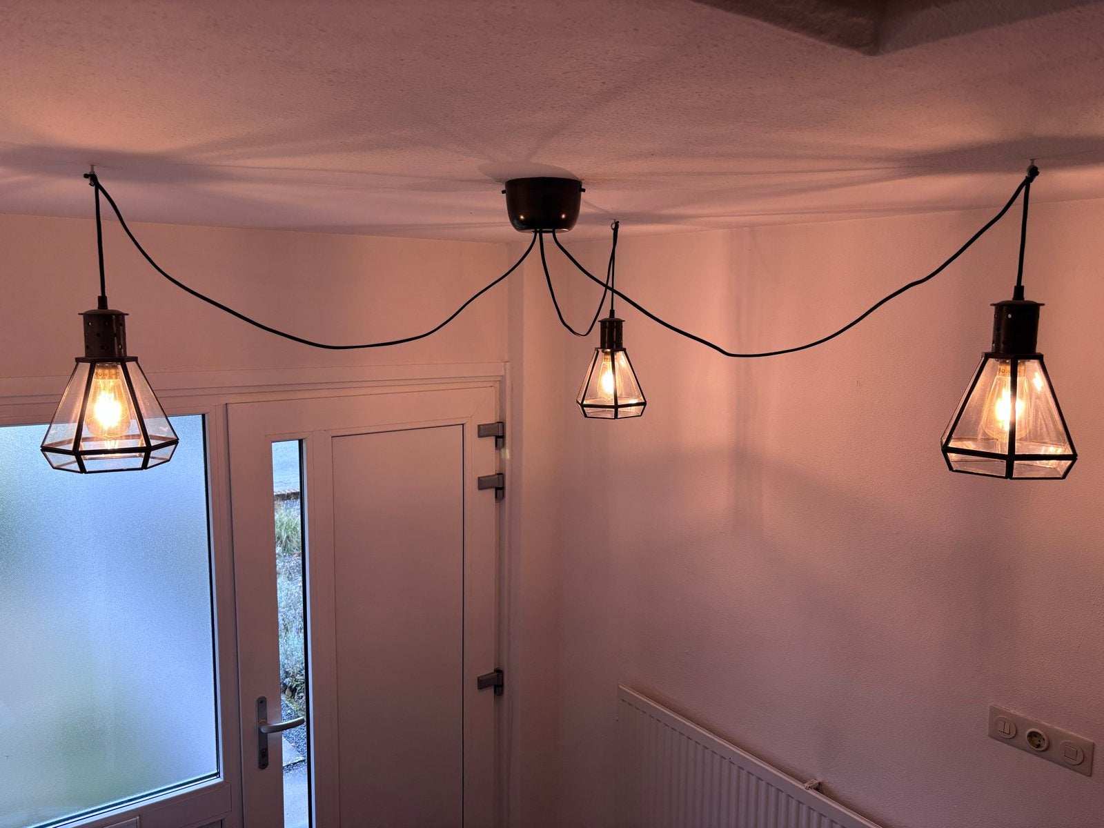 Hk Living spider Hanglamp met 3 lampen - Zwart metaal/glas, Ophalen, Zo goed als nieuw, Metaal, E27 (groot)