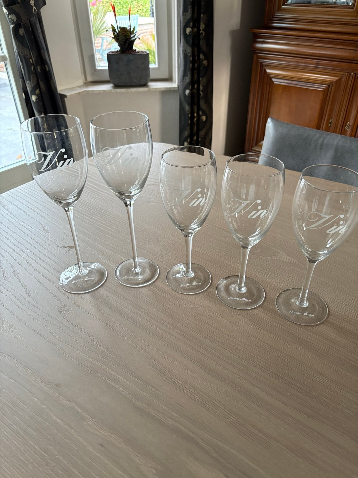 Riviera Maison wijnglazen 'Vin' - Set van 5, Ophalen of Verzenden, Zo goed als nieuw, Riviera Maison, Glas