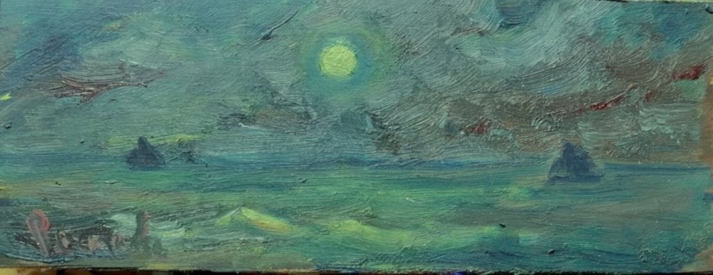 Constant Permeke ''  Nacht op zee '' olieverf op paneel, Antiek en Kunst, Verzenden