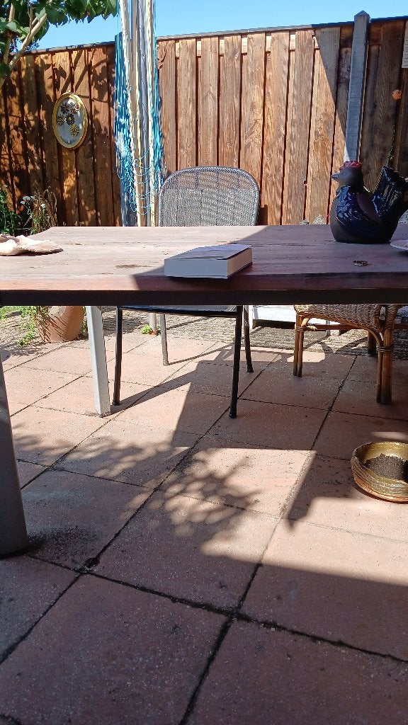 Tuintafel en 4 stoelen, Ophalen, 4 zitplaatsen, Gebruikt, Eettafel