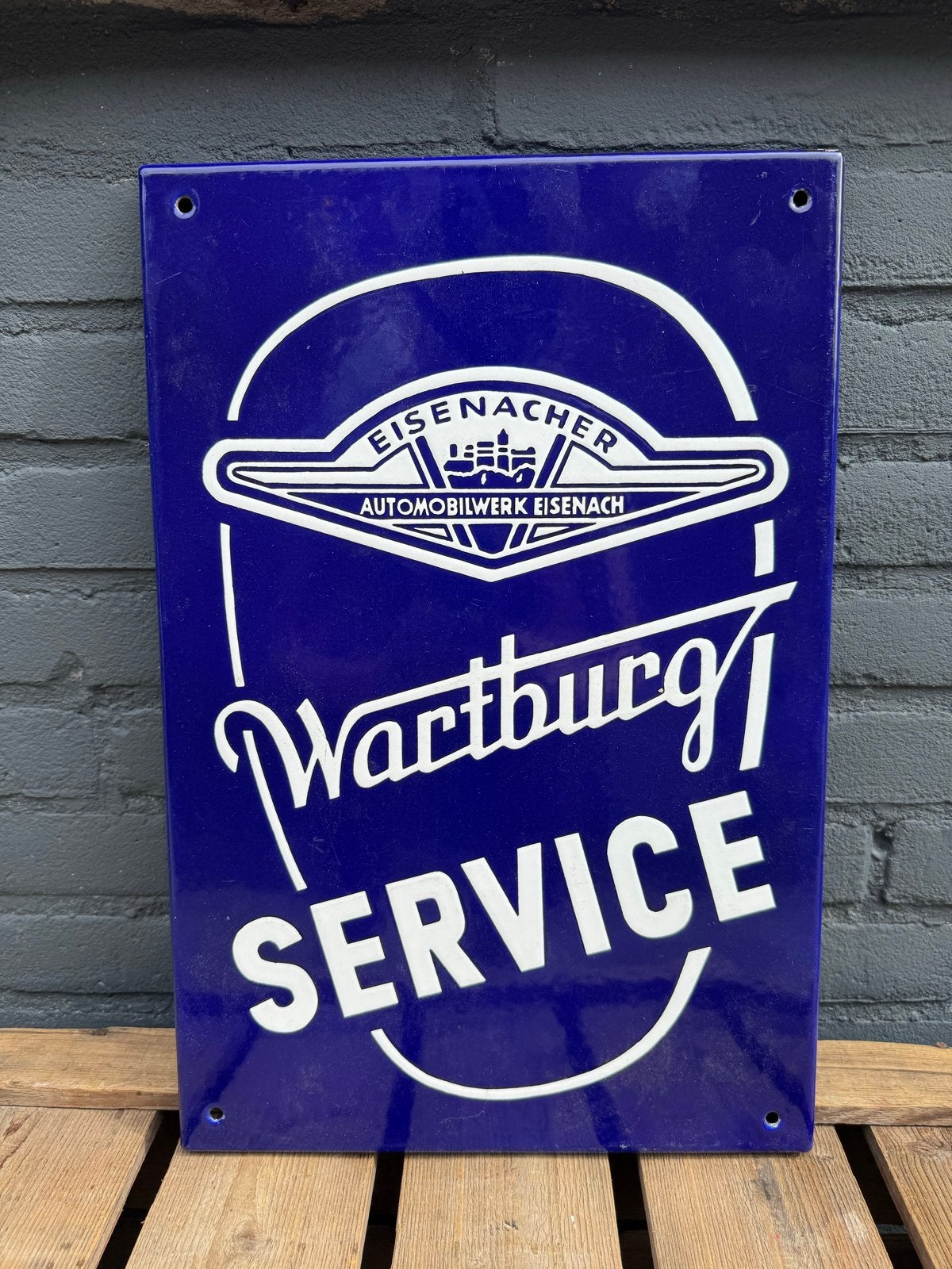 Wartburg Service Emaille Reclamebord - Vintage Auto Bord, Ophalen of Verzenden