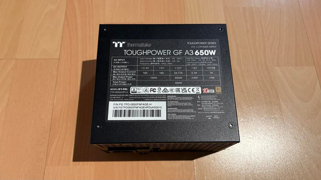 Thermaltake Toughpower GF A3 650W Voeding, Computers en Software, Interne voedingen, Ophalen of Verzenden, Zo goed als nieuw