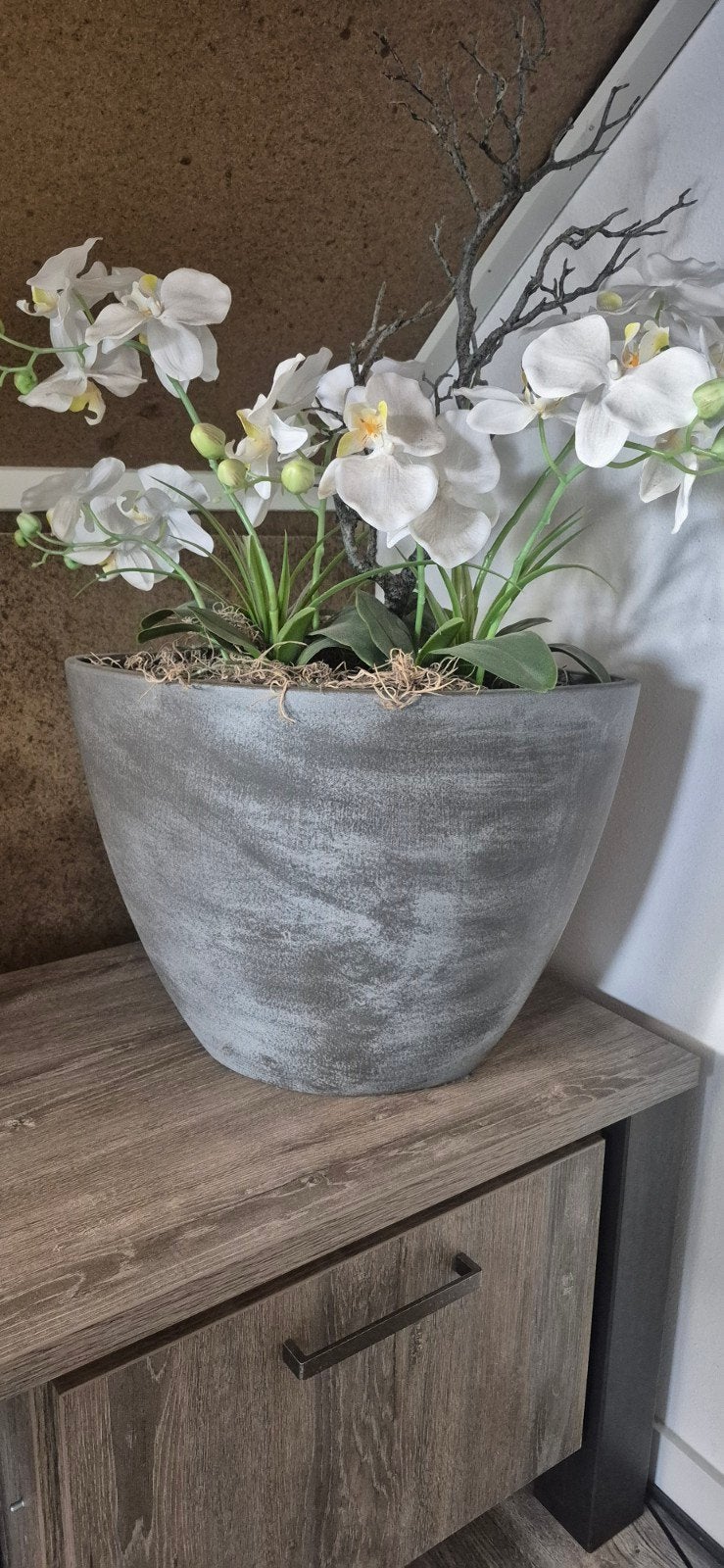 Prachtige kunst orchideeën  in stenen pot, Ophalen, Binnen, Onderhoudsvrij, Kunstplant