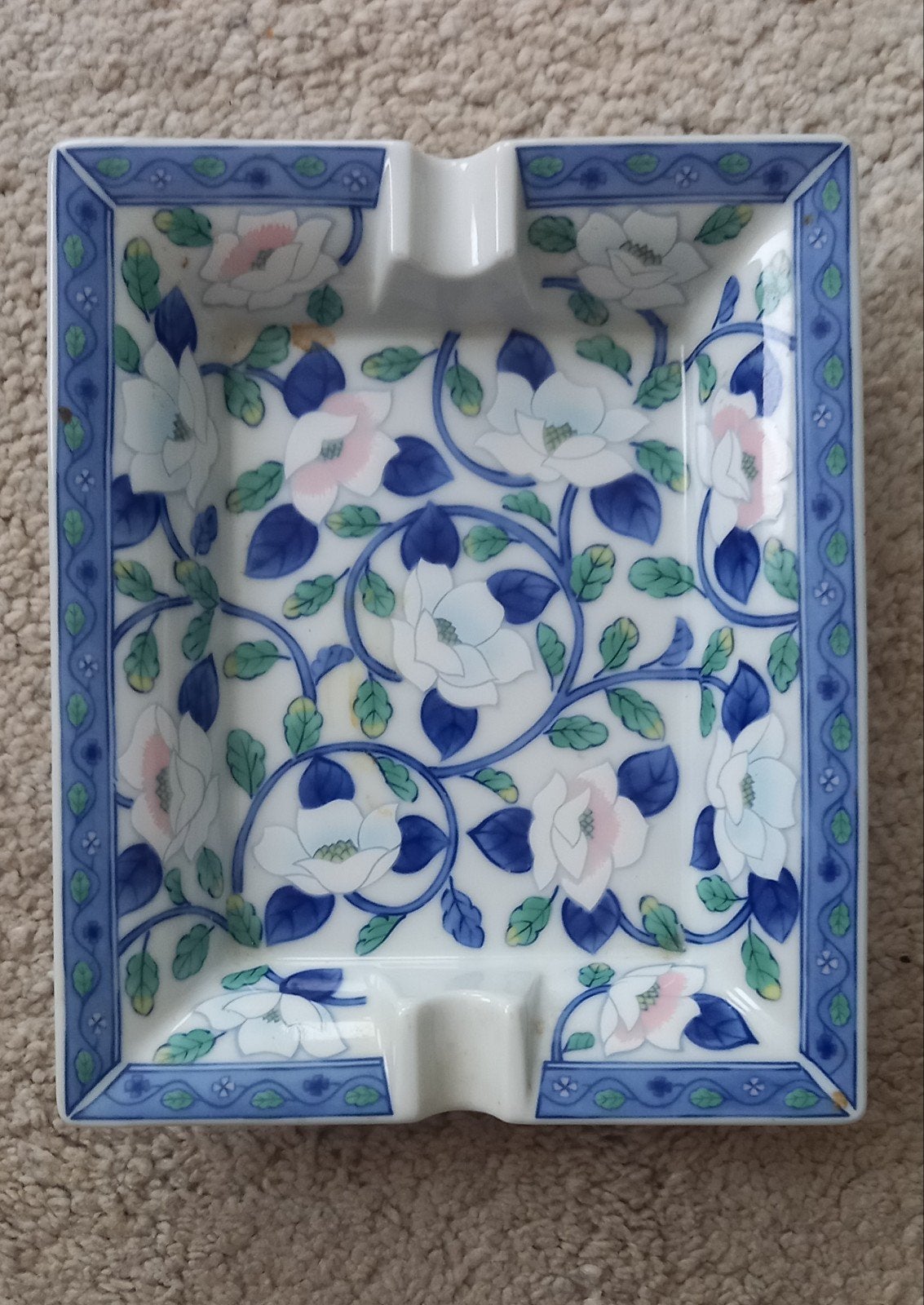 Vintage porseleinen asbak met bloemmotief - Hamburg, Ophalen of Verzenden