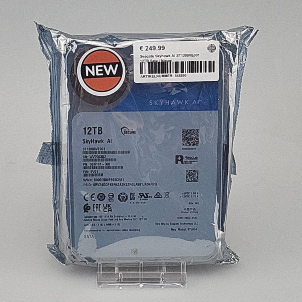 Seagate Skyhawk AI ST1200VE001 12TB Sata | Nieuw, Seagate, Nieuw, Support@seagate.com, 47488 Kato Road
Fremont, CA 94538
United States