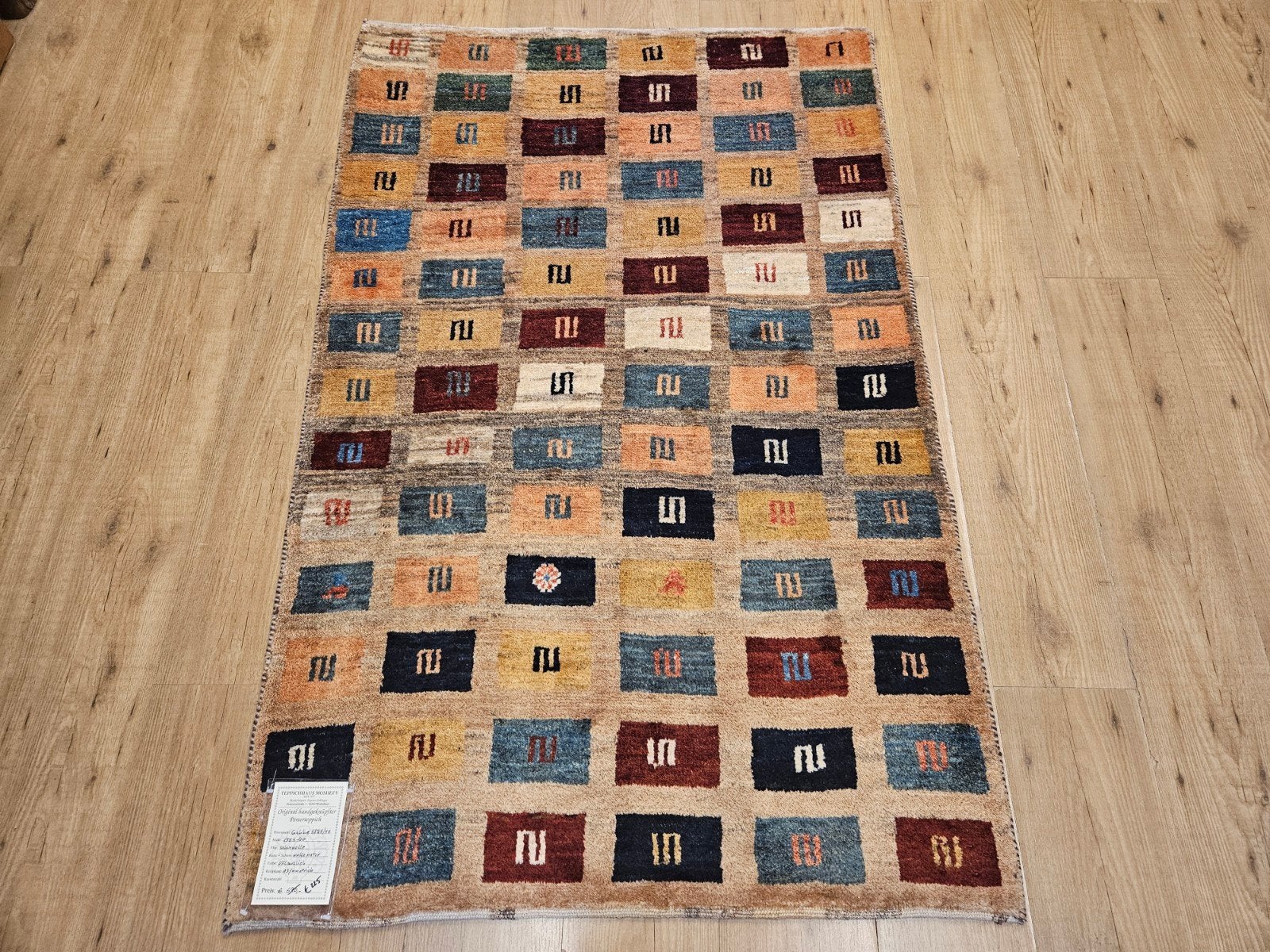 Handgeknoopt perzisch tapijt gabbeh, geknoopt in iran. Nieuw, Info@SlatsAntiek.nl, 100 tot 150 cm, Geel, Perzisch