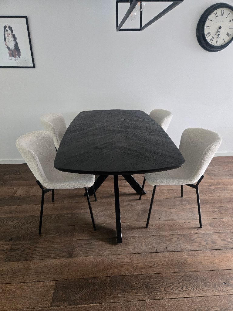 Eettafel met stoelen, Huis en Inrichting, Ophalen, Eikenhout, 50 tot 100 cm, Zo goed als nieuw