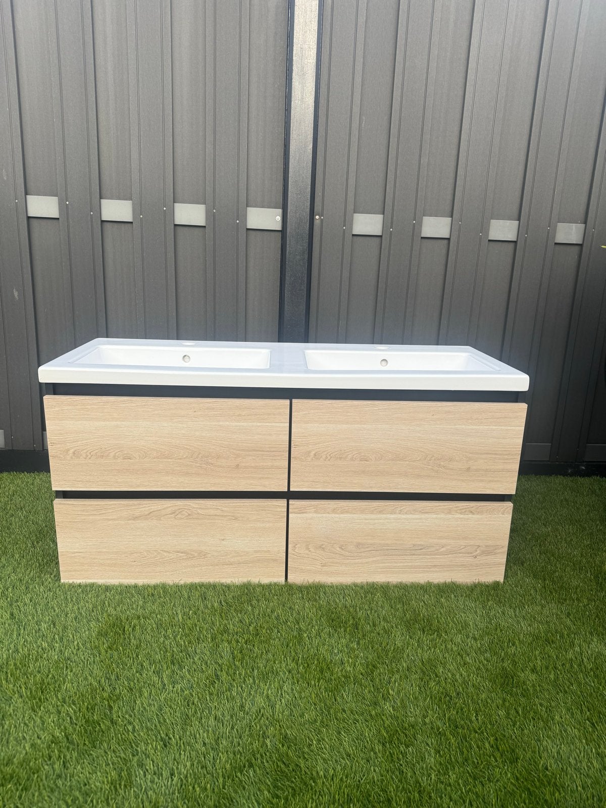 Dubbele wastafel met onderkast 4 lades Nieuw, 100 tot 150 cm, Nieuw, Ophalen of Verzenden, Minder dan 100 cm