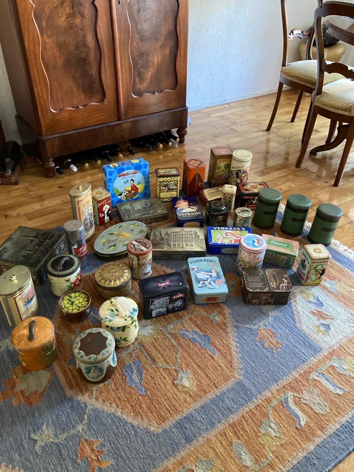 Grote collectie diverse oude blikken, Ophalen of Verzenden, Gebruikt, Overige, Overige merken