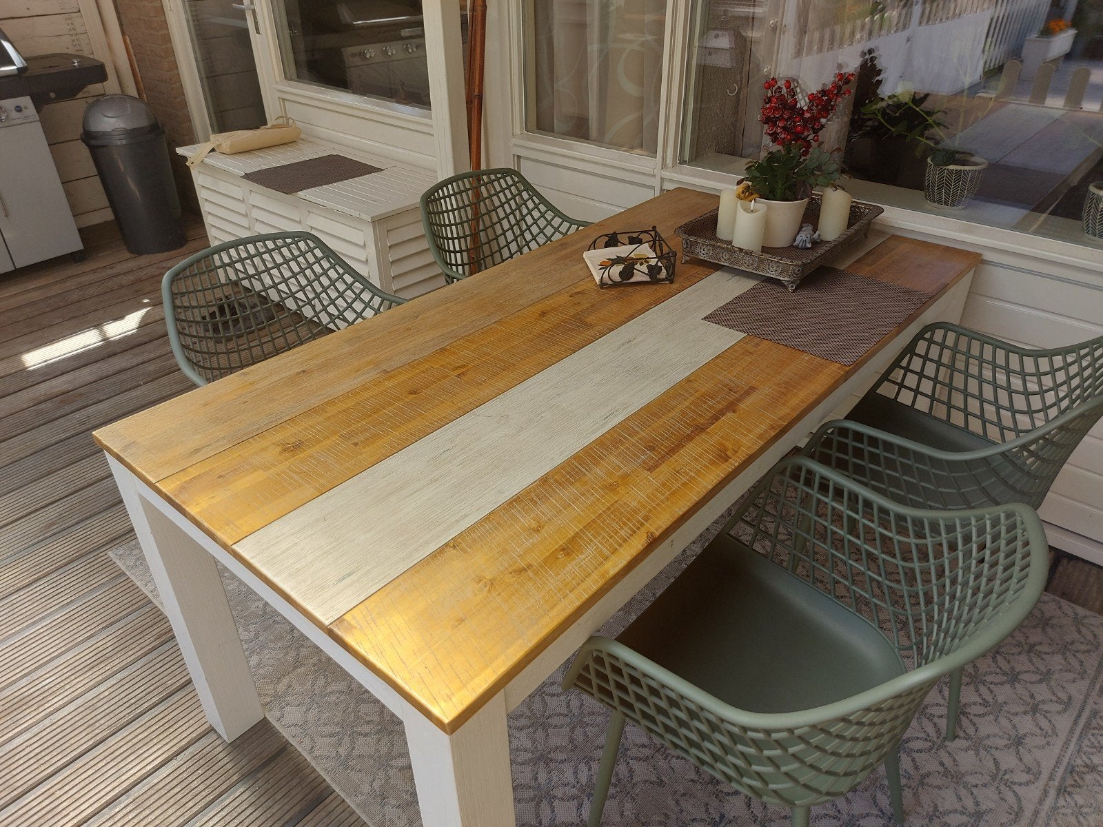 Eettafel van hout, 180x90 cm, Ophalen, Gebruikt, Modern, industrieel, 50 tot 100 cm