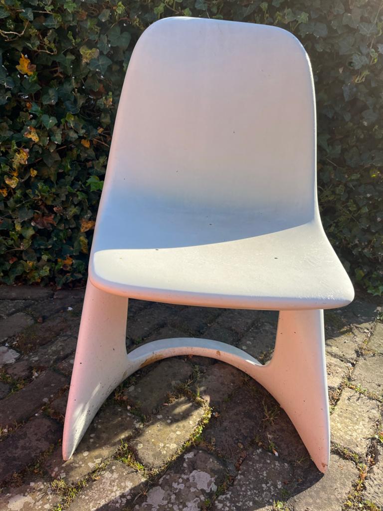 Vintage Casala Casalino stoel, wit, jaren '70, Ophalen, Kunststof, Gebruikt, Wit